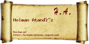 Holman Atanáz névjegykártya